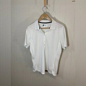 Izod Golf Polo Shirt White Short Sleeved Size Large